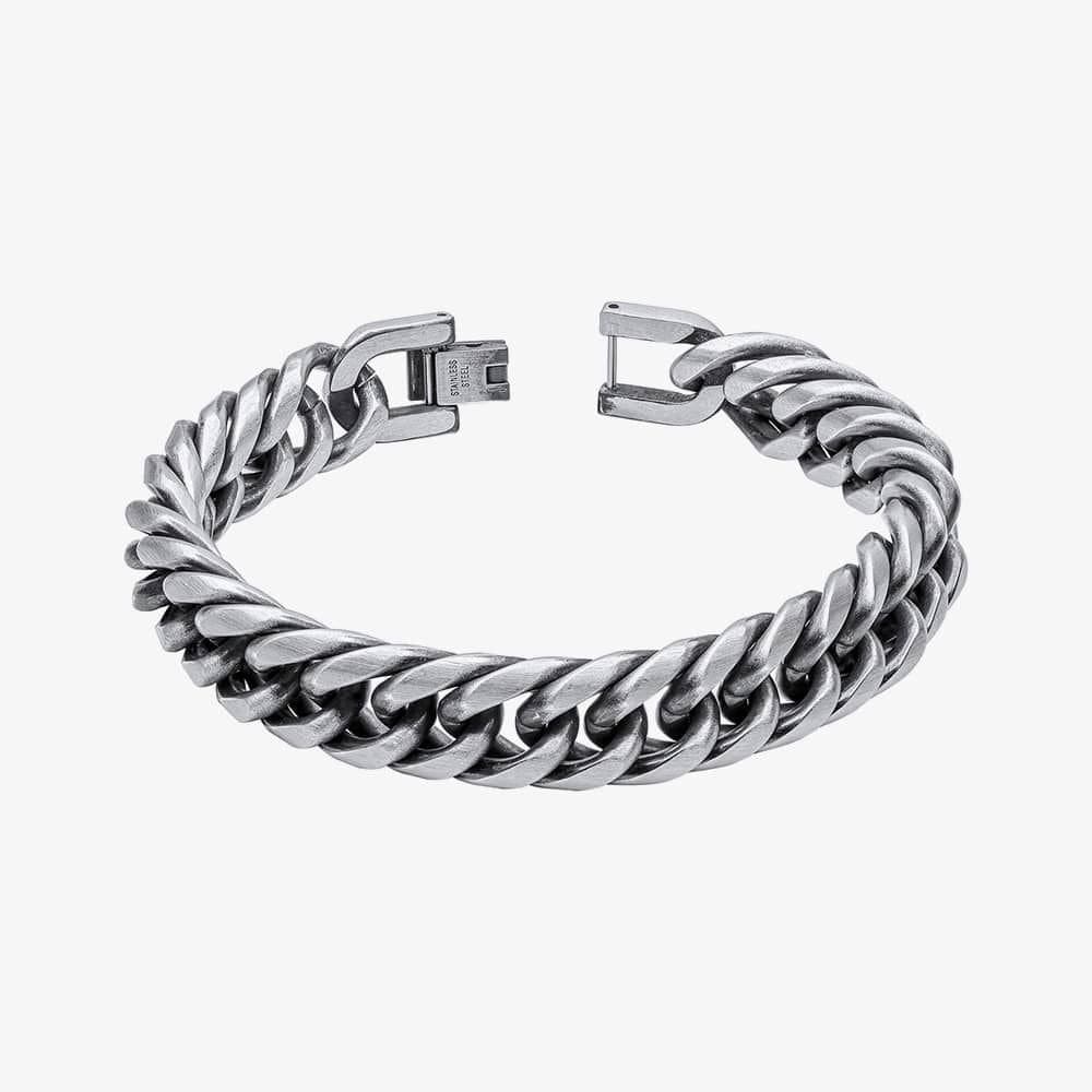 Fred Bennett Fred Bennett Men's Oxidised Heavy Weight Foxtail Chain Bracelet B5454 in Silver