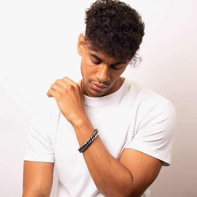 Fred Bennett Fred Bennett Men's Oxidised Heavy Weight Foxtail Chain Bracelet B5454 in Silver - 3