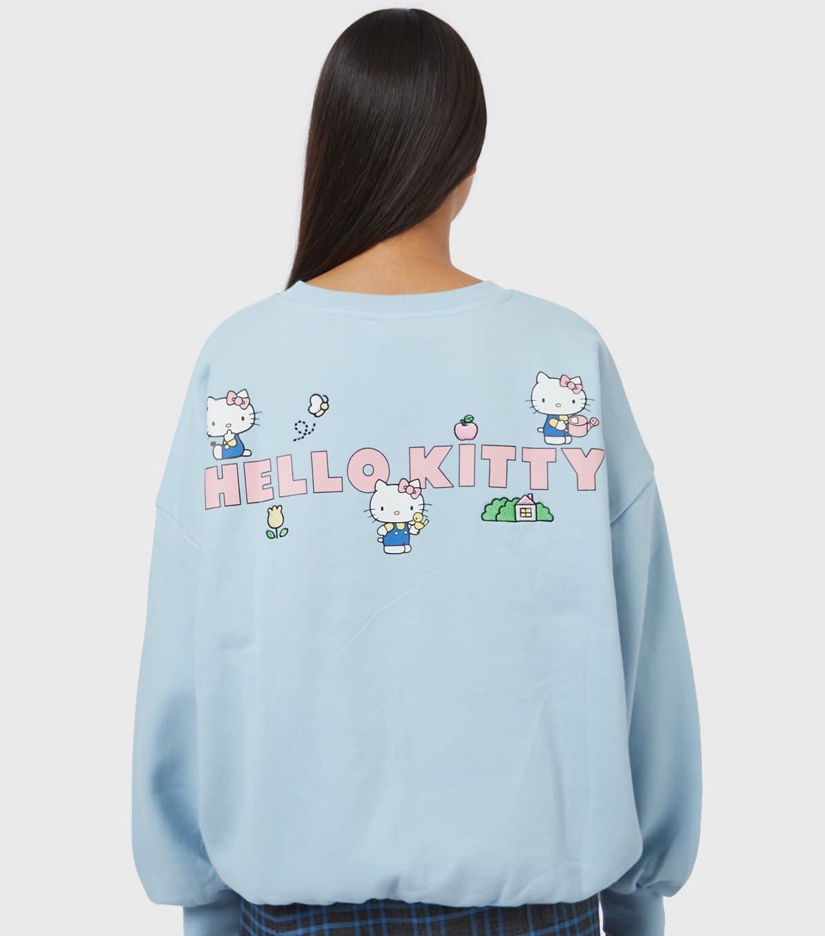 Skinnydip Women's Light Blue Hello Kitty Embroidery Sweatshirt Skinnydip New Look
