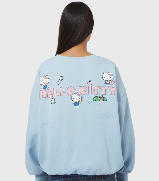 Skinnydip Women's Light Blue Hello Kitty Embroidery Sweatshirt Skinnydip New Look - 2