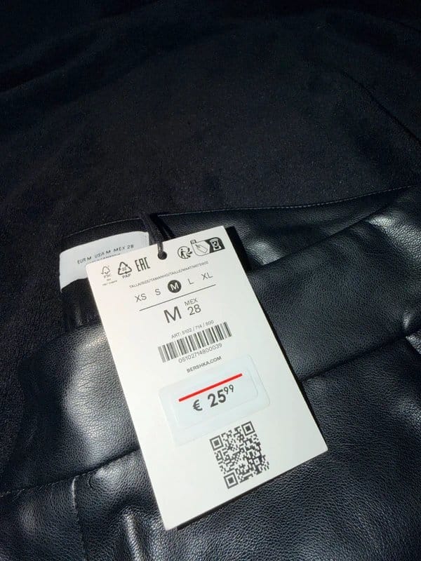 Bershka Black Leather-Look Flared Trousers