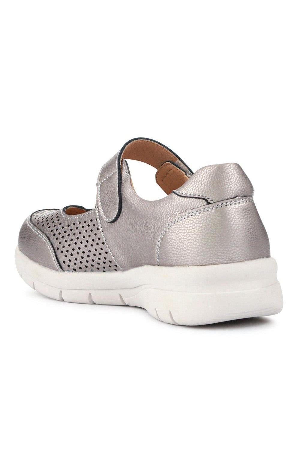Pavers Pavers Women's Wide Fit Chunky Leather Mary Janes in Metallics - 3