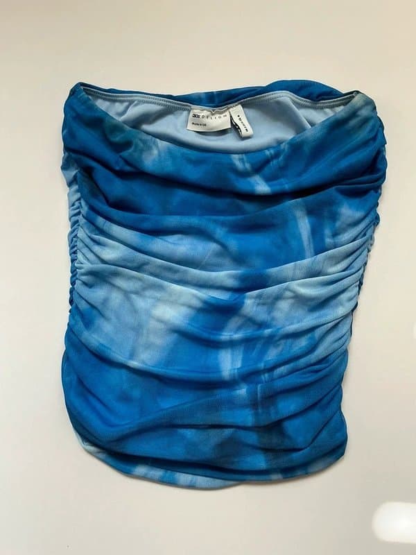 ASOS ASOS Blue Ruched Mesh Bandeau Top 8