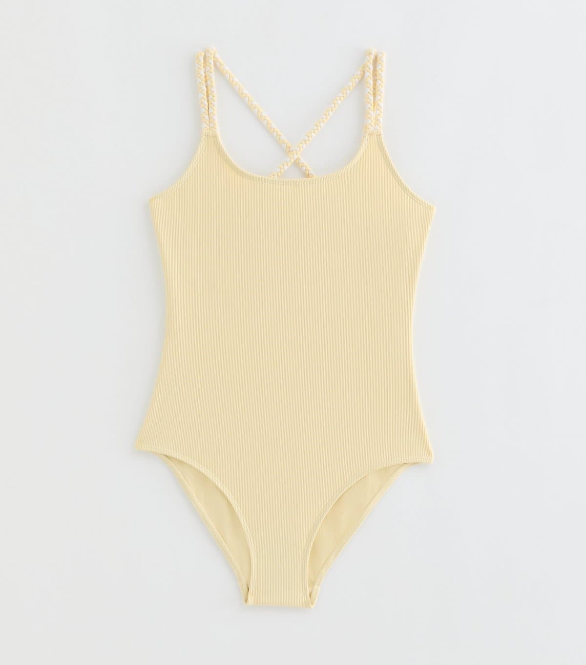 New Look Girls' Light Yellow Braided Strap Swimsuit New Look