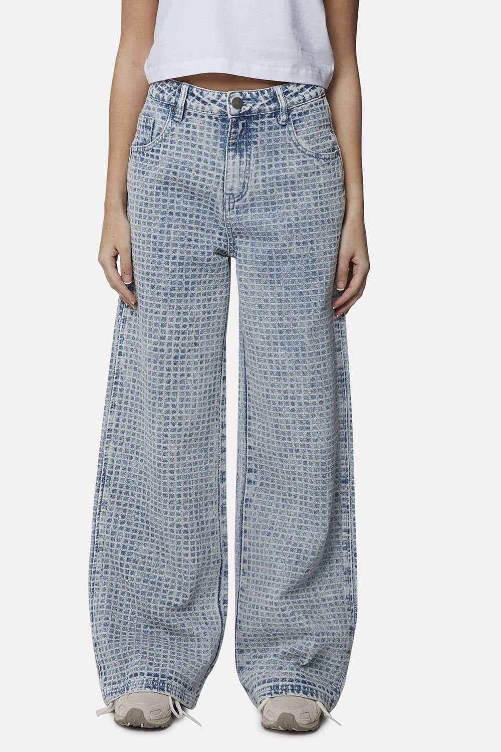 GOOD FOR NOTHING Good For Nothing Women's Baggy Jacquard Denim Jeans in Blue