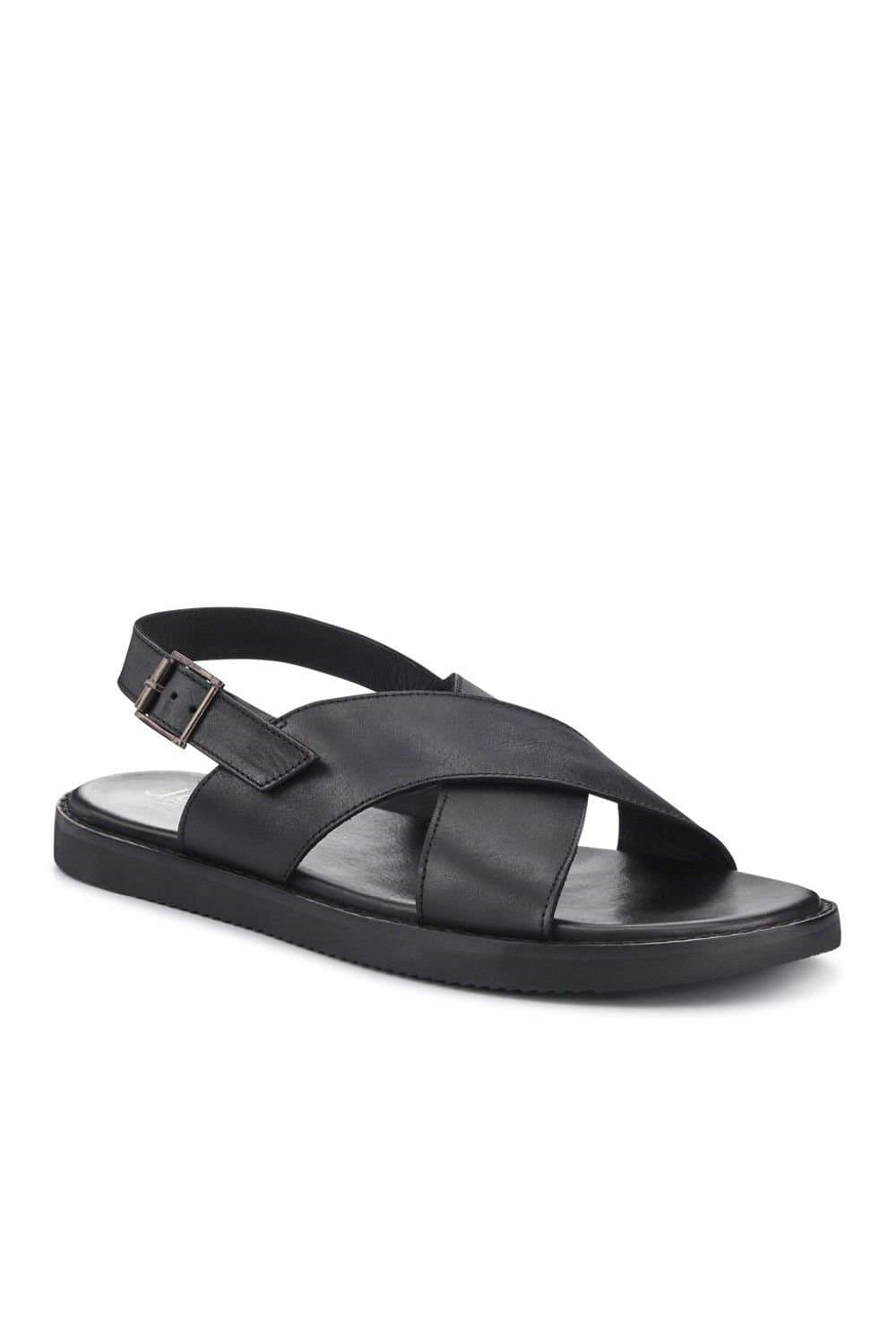 Jones Bootmaker Jones Bootmaker Men's Westbury Leather Buckled Sandals in Black