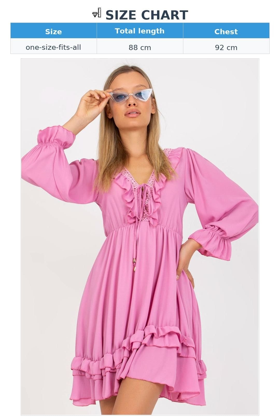 Love Lace Love Lace Women's Boho Flounce Sleeve Mini Day Dress in Pink - 4
