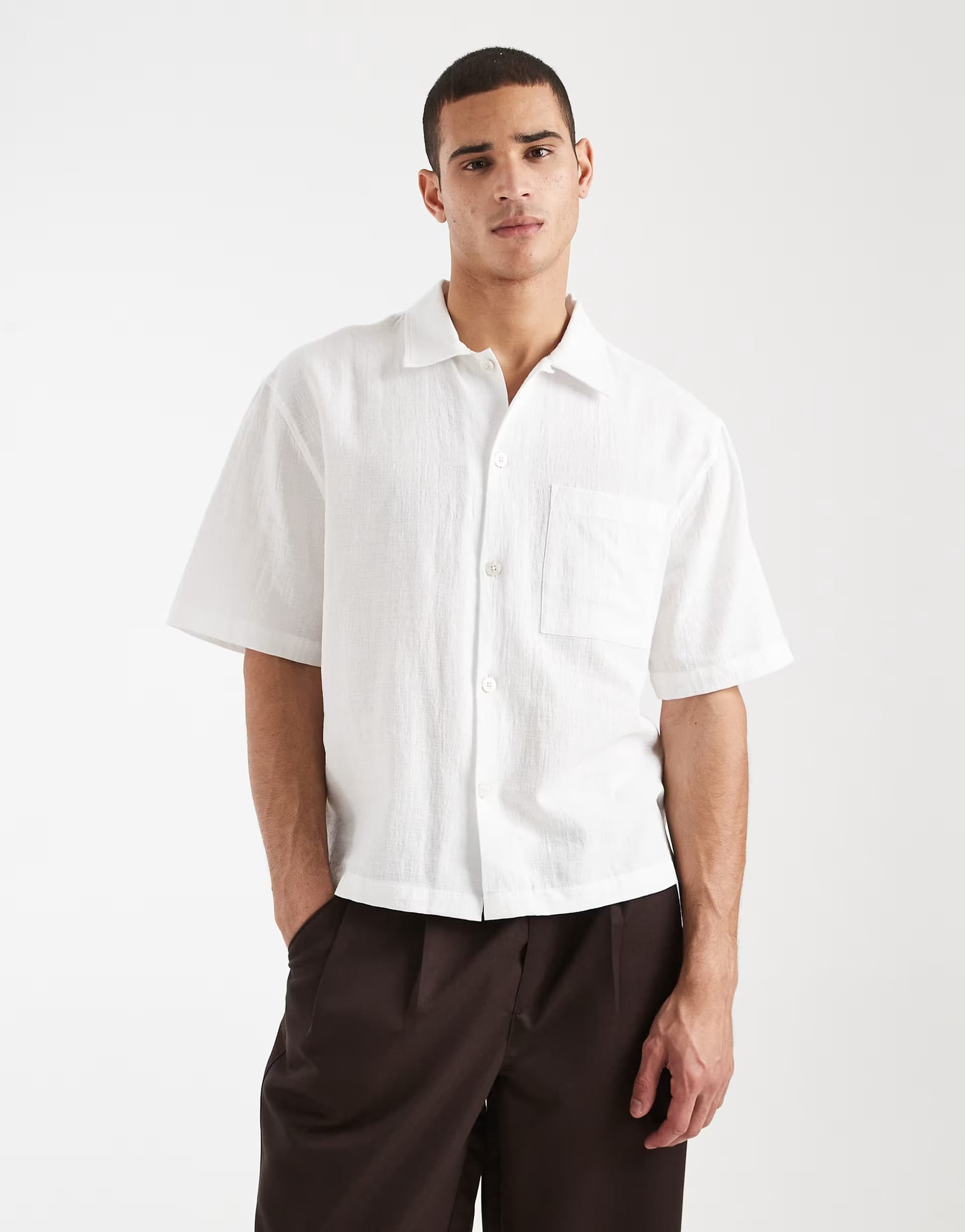 ASOS Cotton On Ventura short sleeve shirt in white
