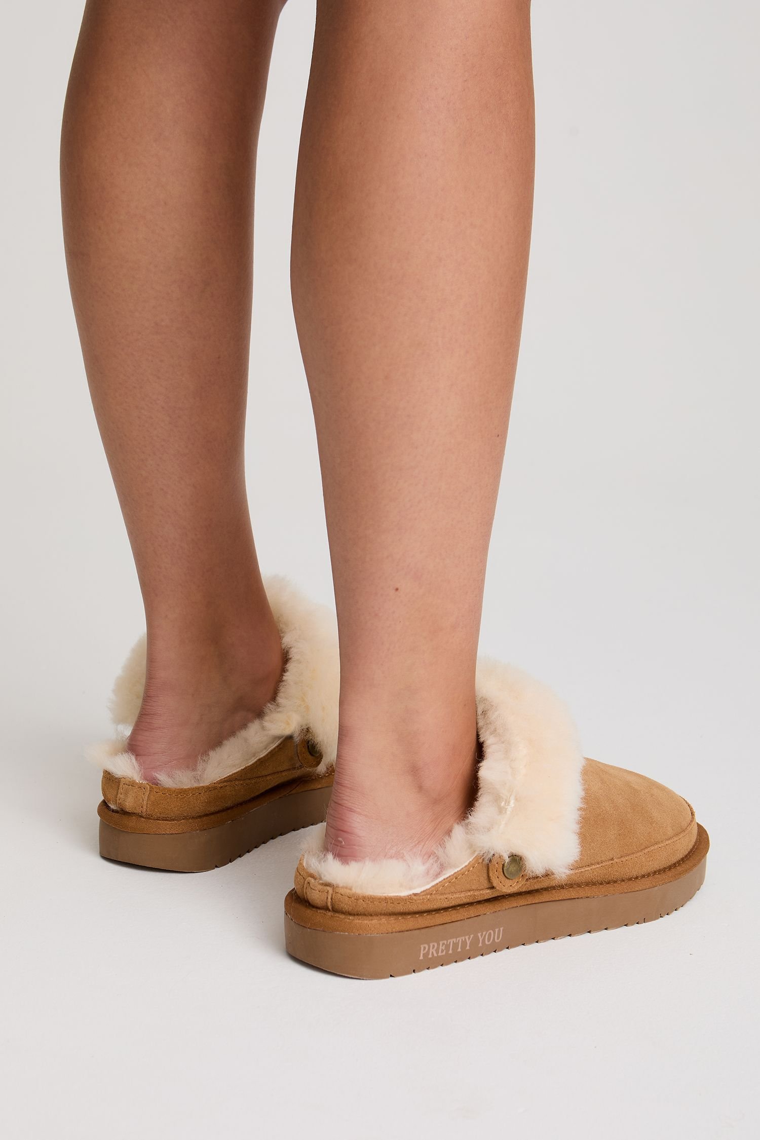 Pretty You London Pretty You London Women's Hallie Sheepskin Mule Slippers in Tan - 4