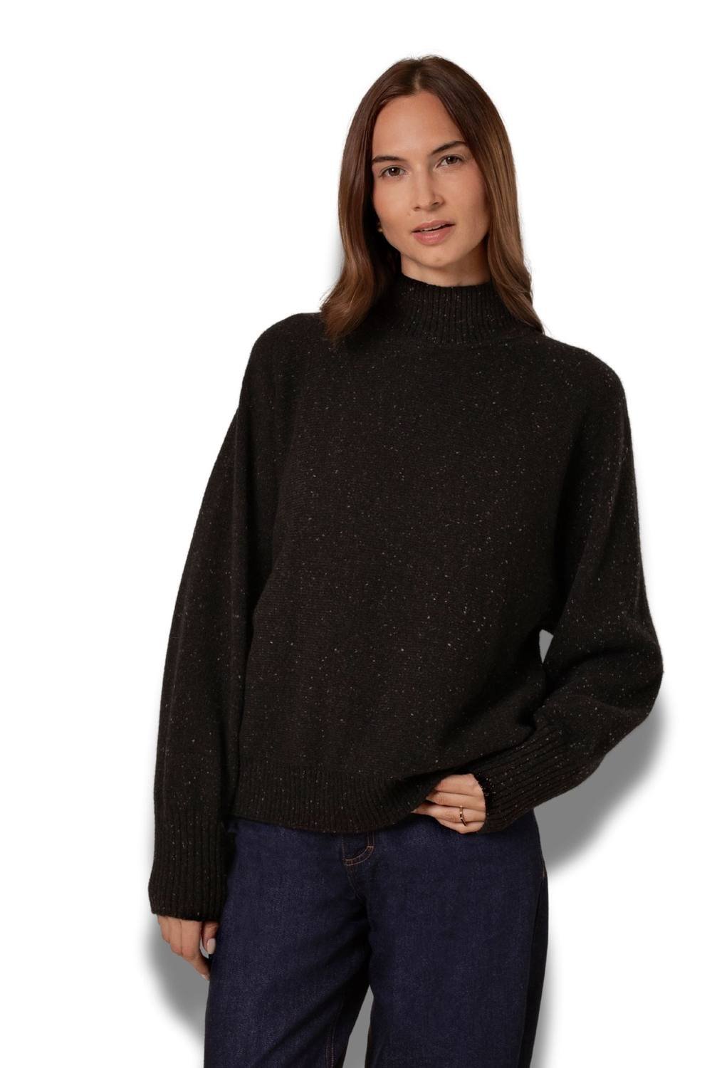 Celtic & Co Celtic & Co Women's Luxe Flecked Dolman Sweater in Dark Grey - 2
