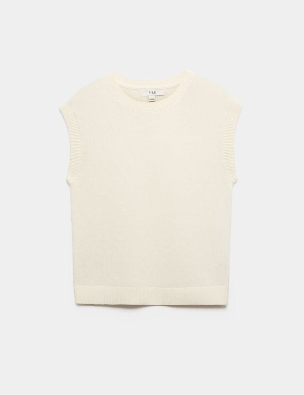 Marks & Spencer M&S Muscle Knitted Vest With Linen Light Cream