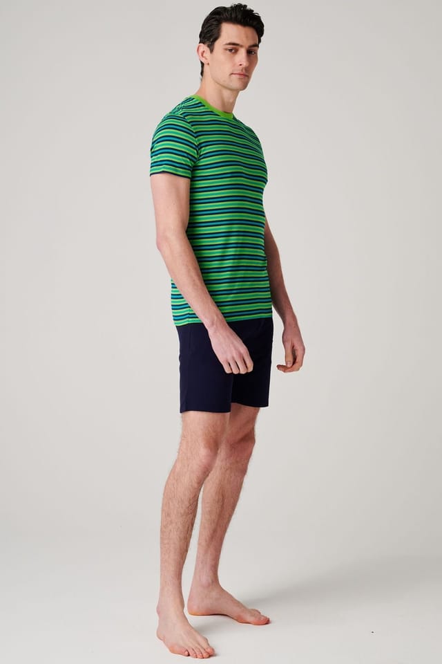 British Boxers British Boxers Men's "Electric Lime" Bamboo Short Pyjama Set in Bright Green - 2