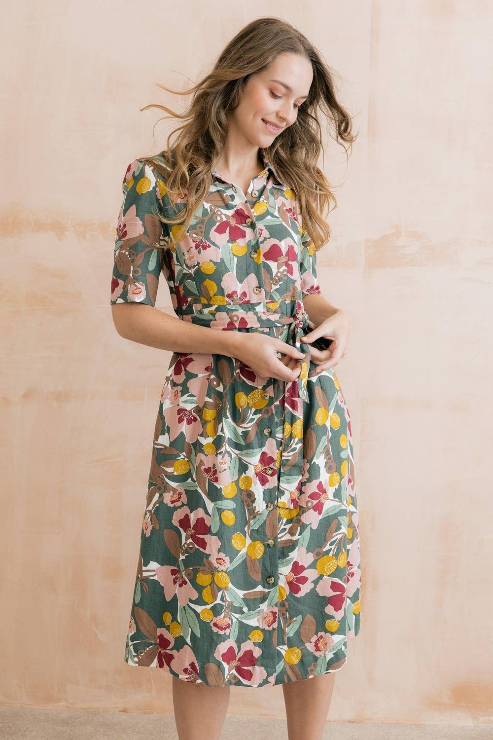 Lily & Me Lily & Me Women's Robyn Belted Tea Dress in Green - 4