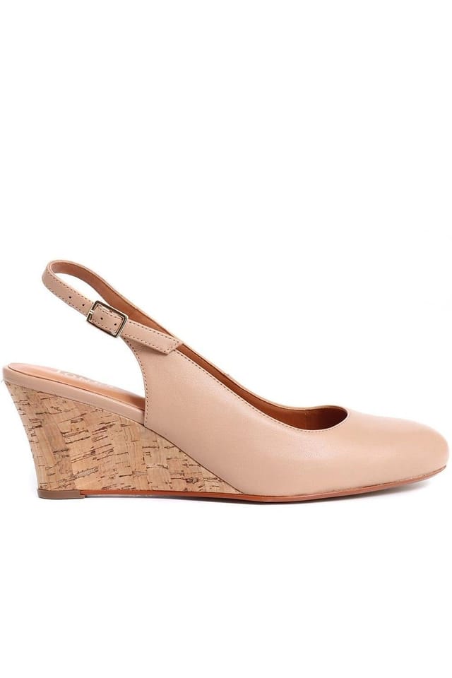 Jones Bootmaker Jones Bootmaker Women's Zahra Leather Wedges in Beige - 2