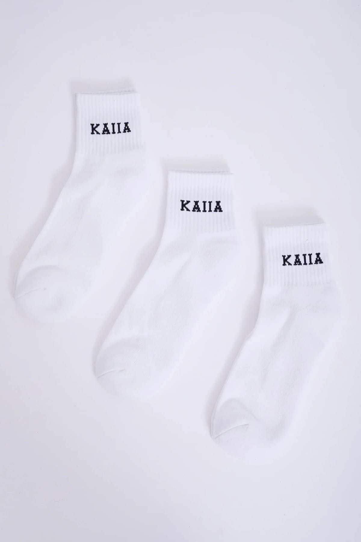 Kaiia Pack of Three Kaiia Slogan Socks White & Black - 1