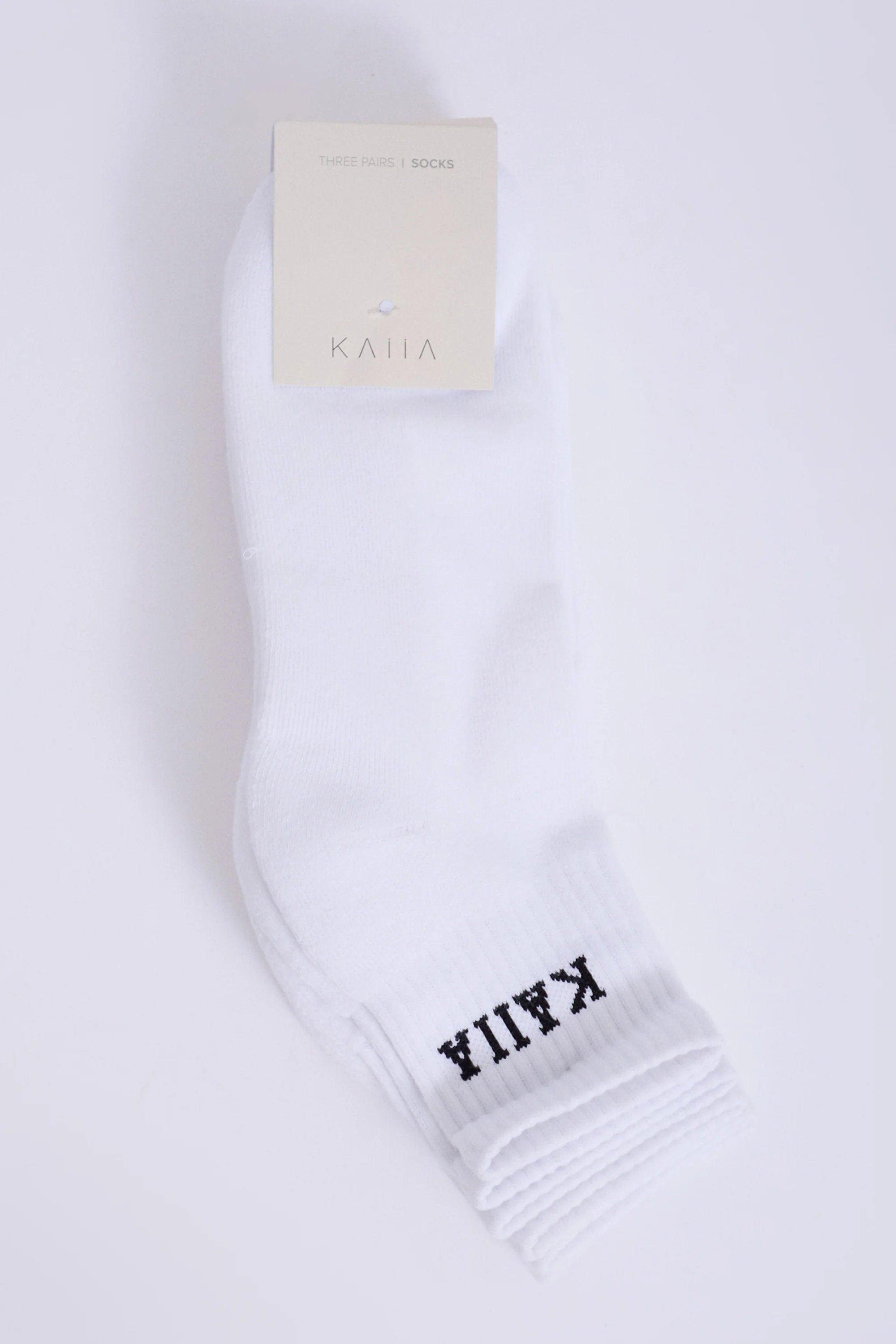 Kaiia Pack of Three Kaiia Slogan Socks White & Black - 2