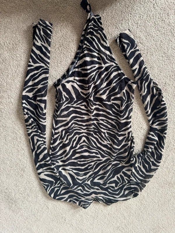 Bershka Mesh tiger print body suit