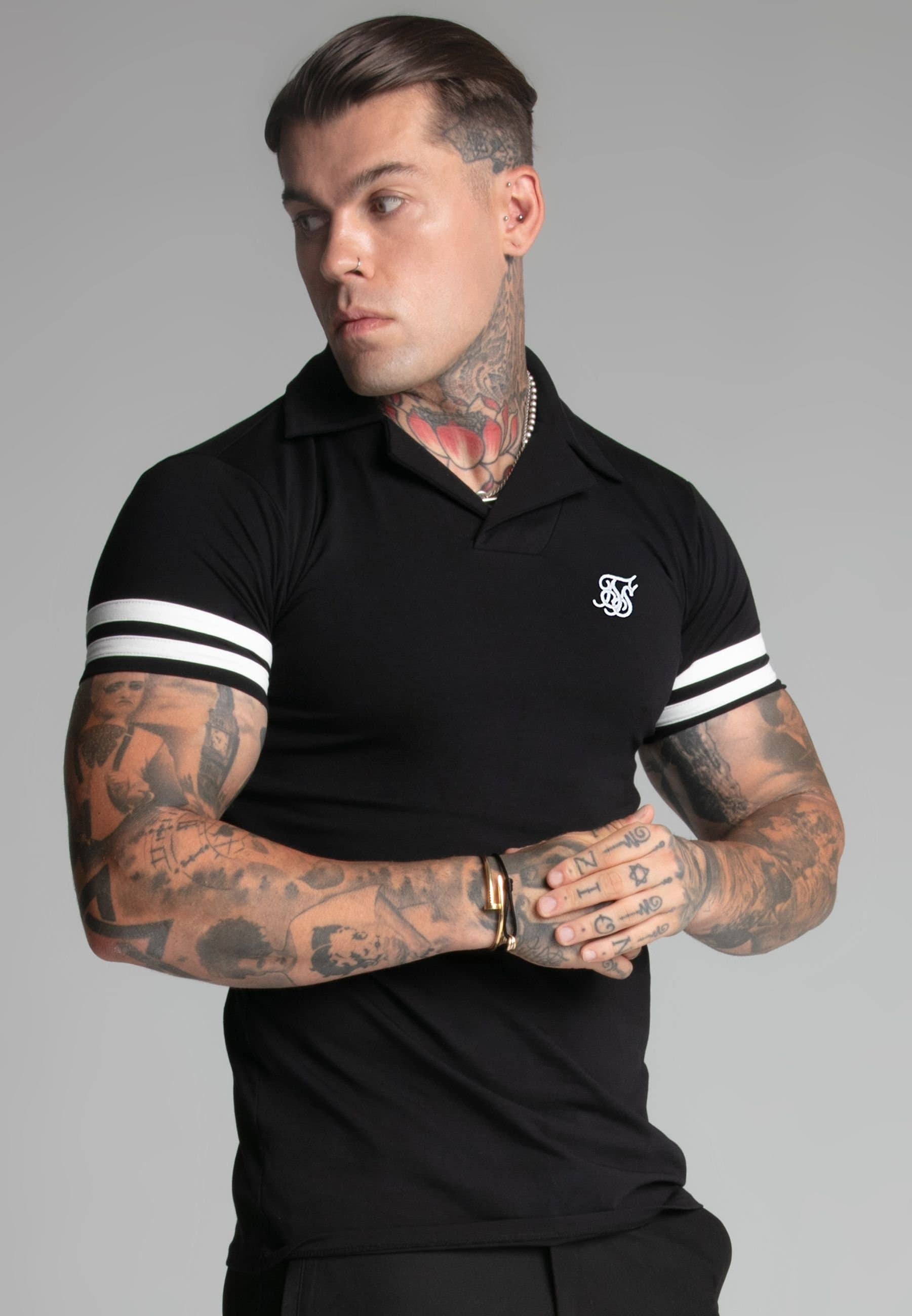 SikSilk SikSilk Men's Black Tournament Revere Polo