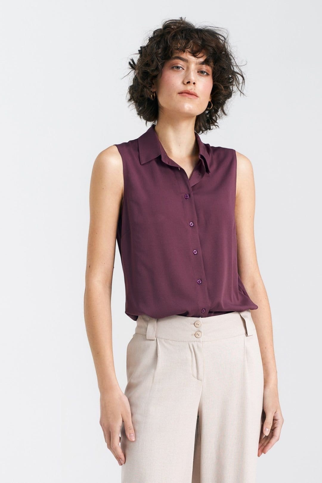 Love Lace Violet Viscose Sleeveless Shirt