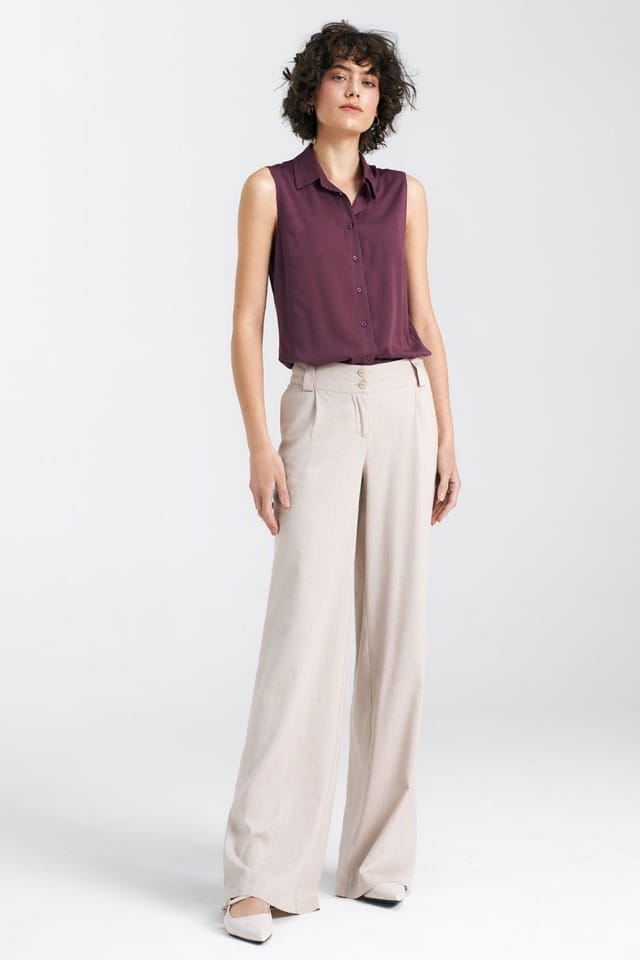 Love Lace Love Lace Women's Classic Viscose Sleeveless Shirt with Buttons in Violet - 2