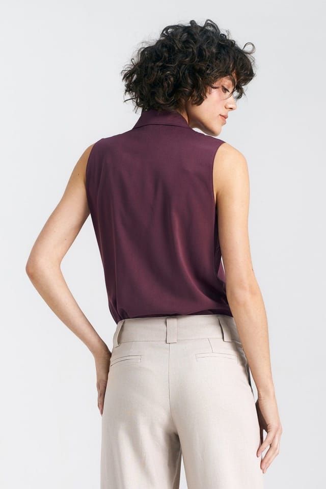 Love Lace Love Lace Women's Classic Viscose Sleeveless Shirt with Buttons in Violet - 3