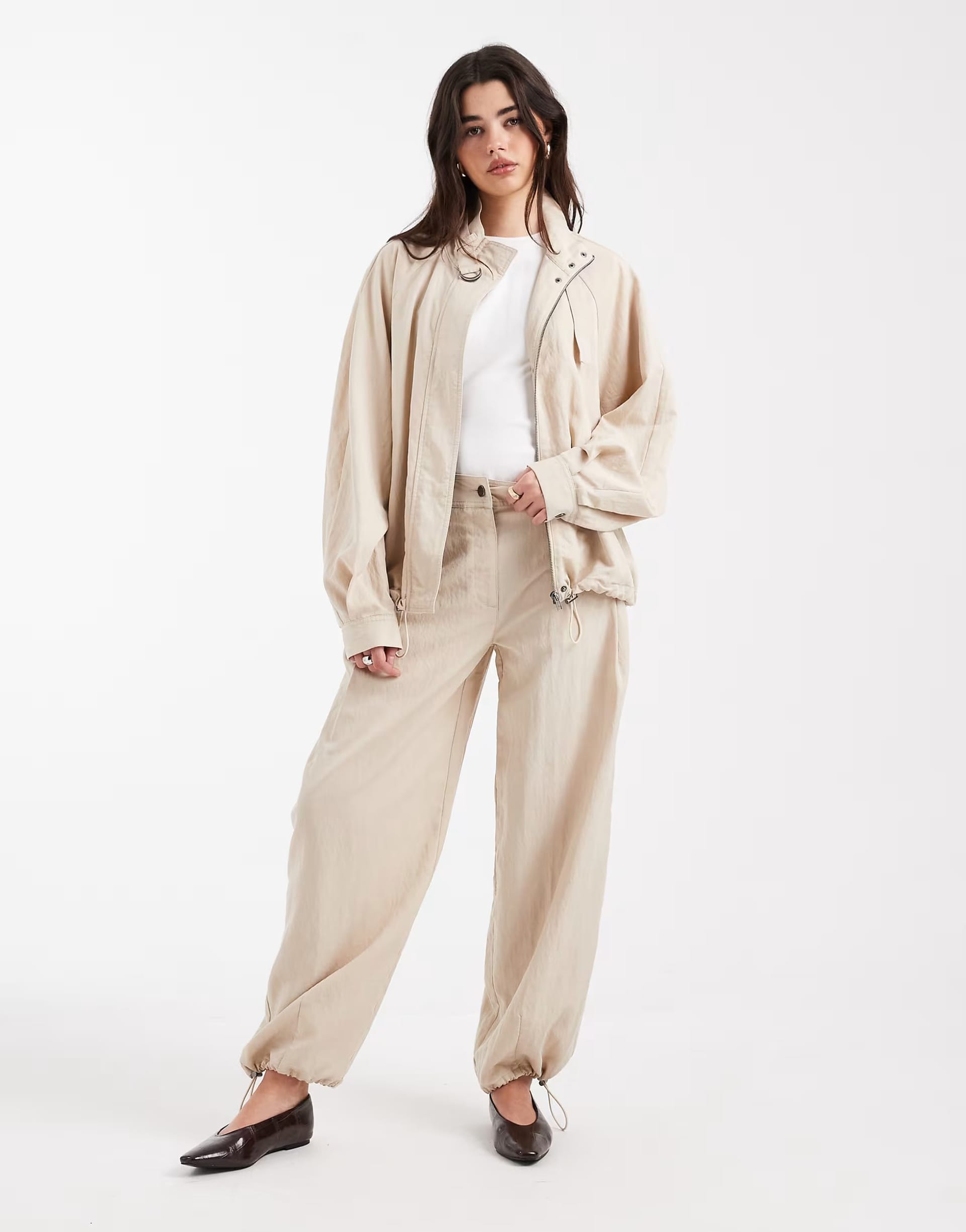 ASOS DESIGN Stone Balloon Trousers Co-ord Set