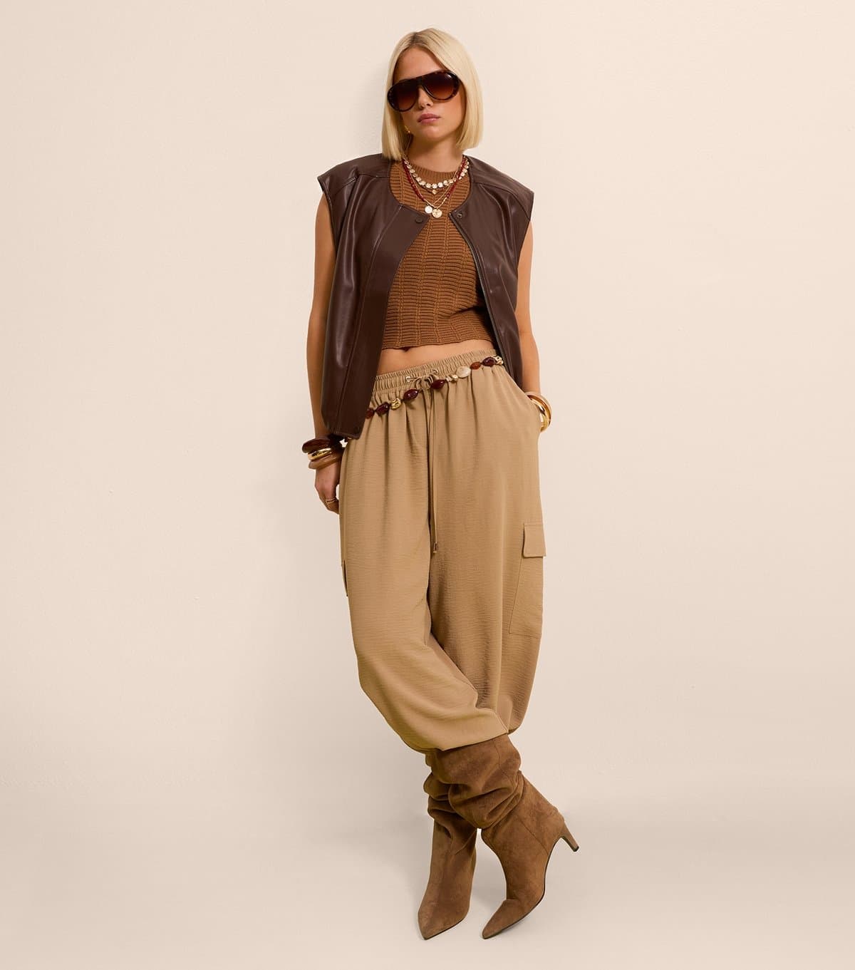 New Look New Look Camel Cargo Style Cuffed Trousers