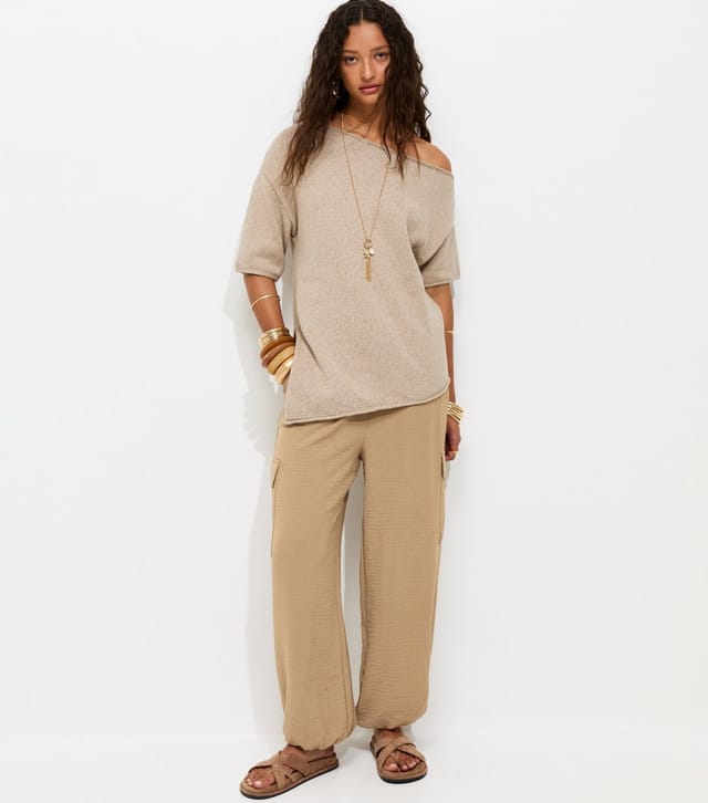 New Look Women's Camel Cargo Style Cuffed Trousers New Look - 2