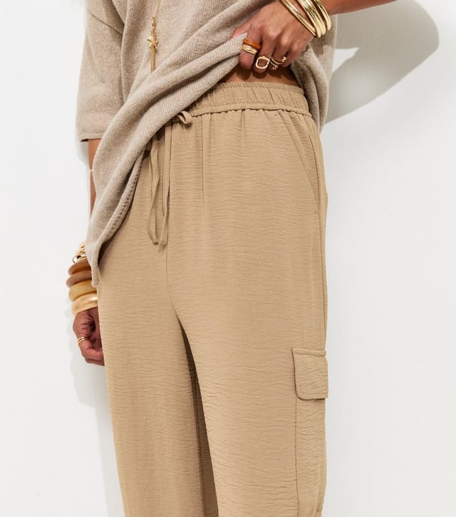 New Look Women's Camel Cargo Style Cuffed Trousers New Look - 3
