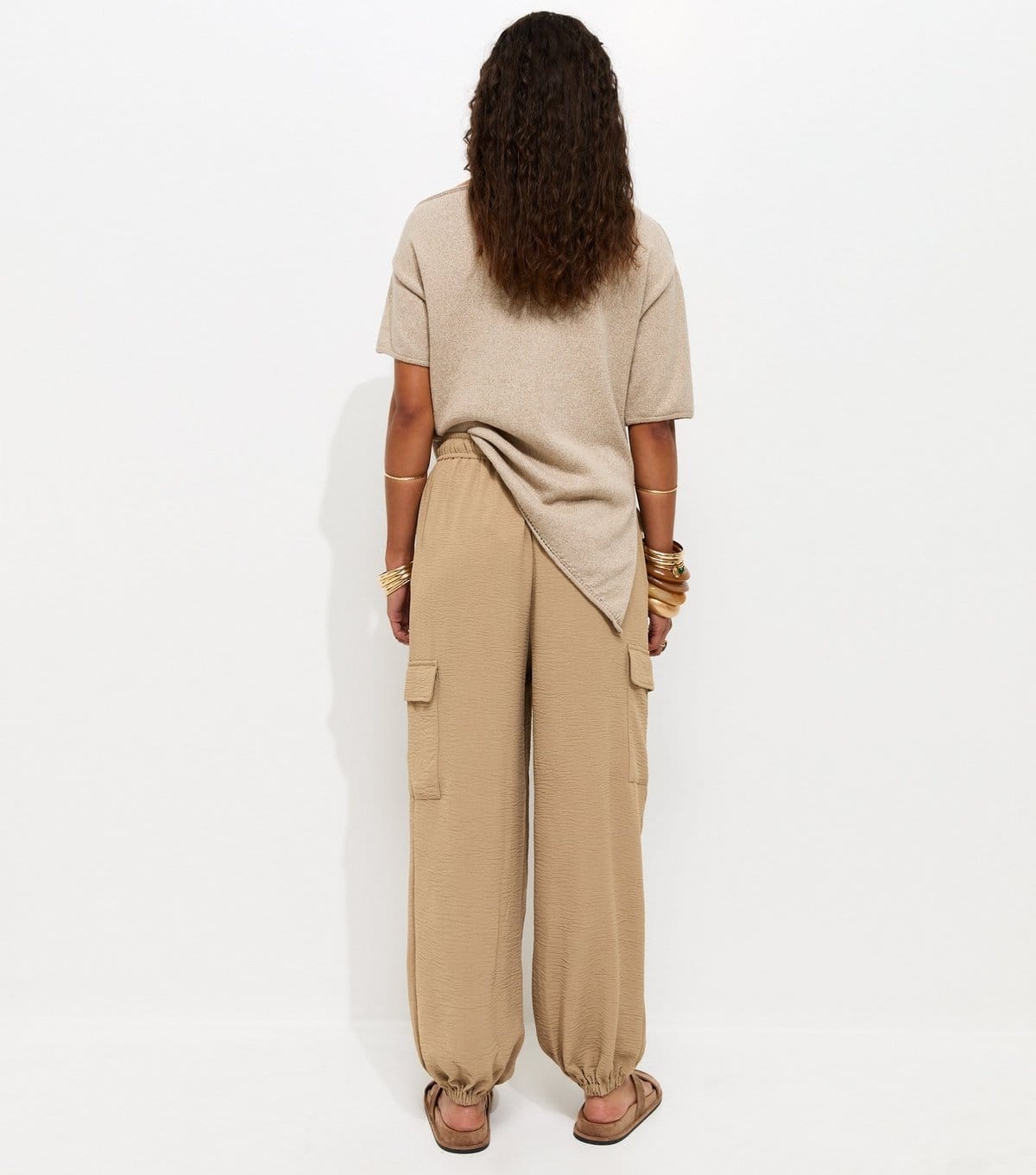 New Look Women's Camel Cargo Style Cuffed Trousers New Look - 4