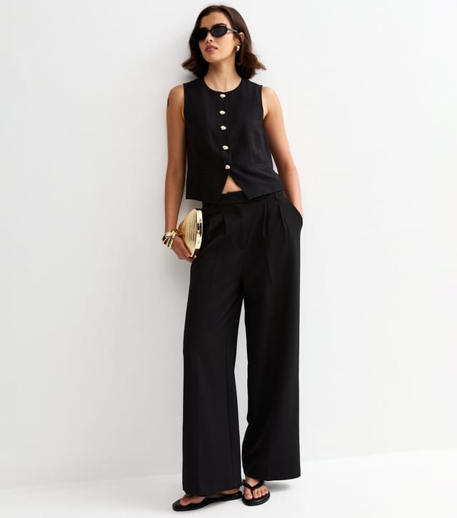 New Look Women's Black Shell Button Waistcoat New Look - 3