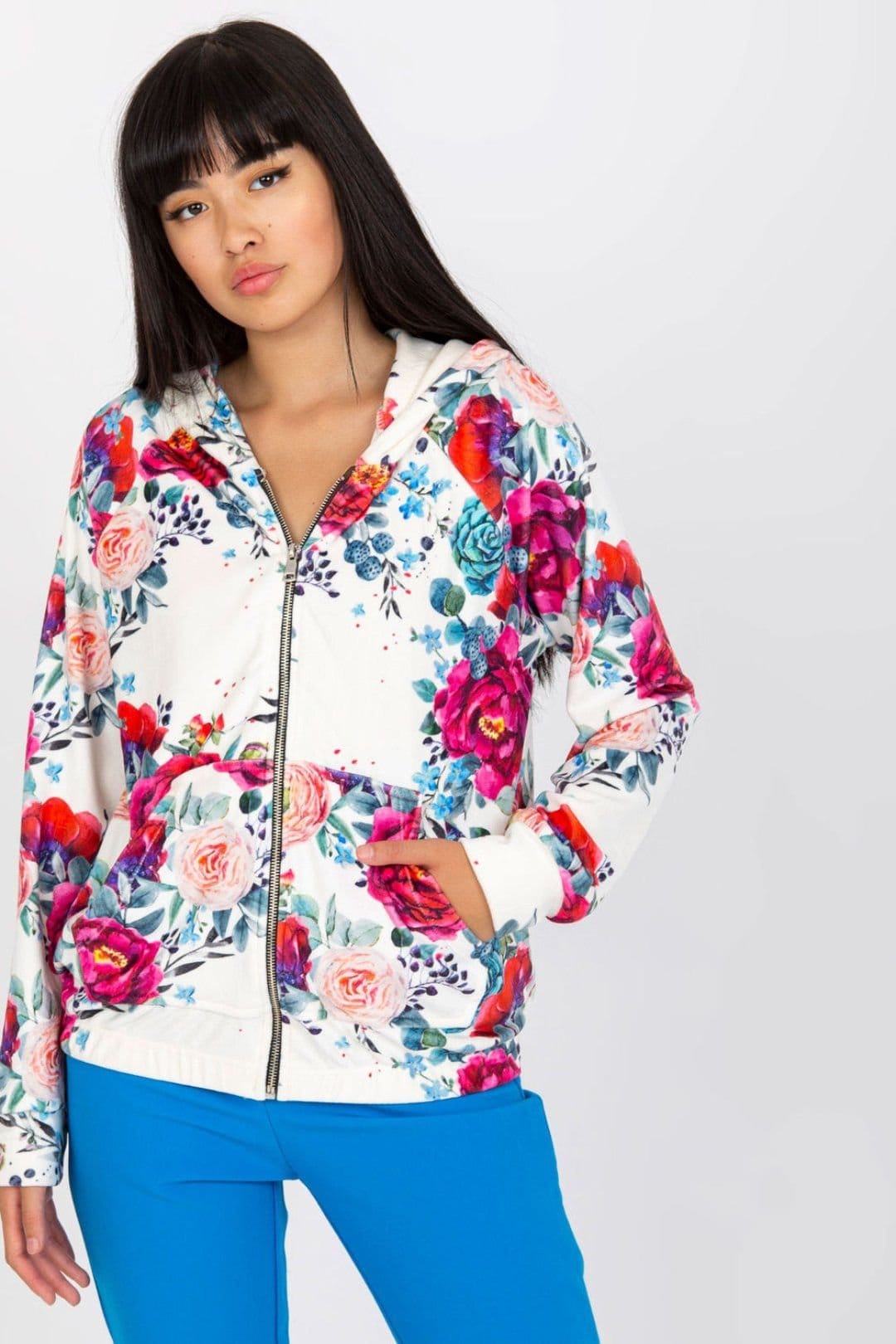 Love Lace Floral Sweatshirt in White