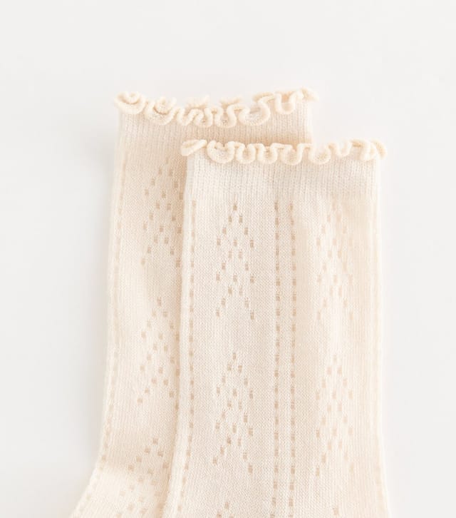 New Look Cream Frill Top Pointelle Ankle Socks New Look - 2