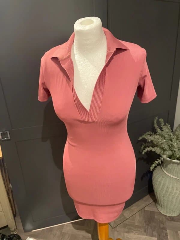 Bershka Bershka pink knitted dress size s