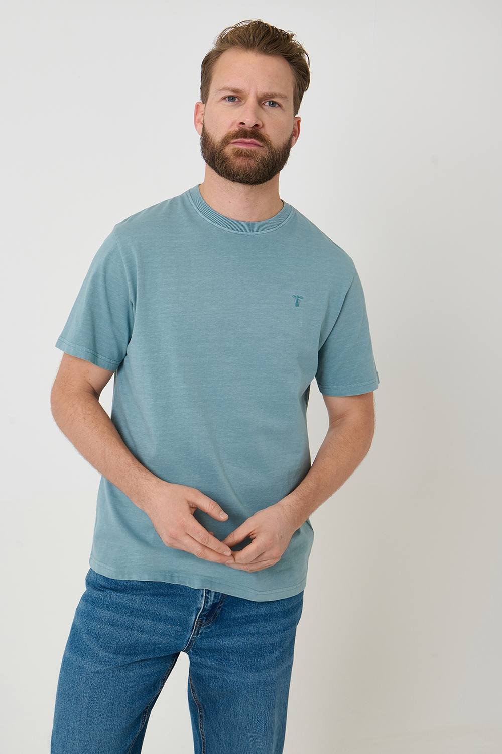 Saltwell Saltwell Men's Garment Dye Cotton Jersey Crew Neck T-Shirt in Mint - 3