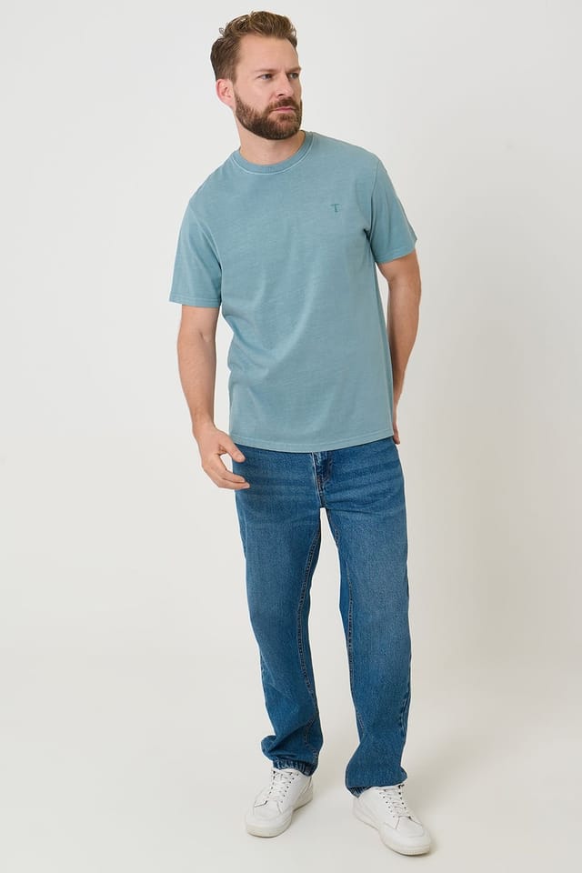 Saltwell Saltwell Men's Garment Dye Cotton Jersey Crew Neck T-Shirt in Mint - 3