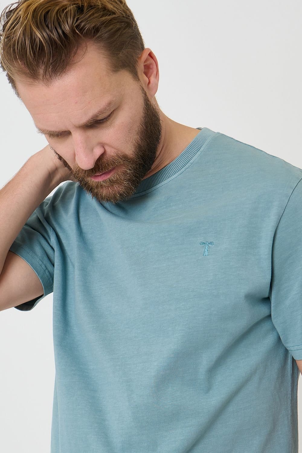 Saltwell Saltwell Men's Garment Dye Cotton Jersey Crew Neck T-Shirt in Mint - 4