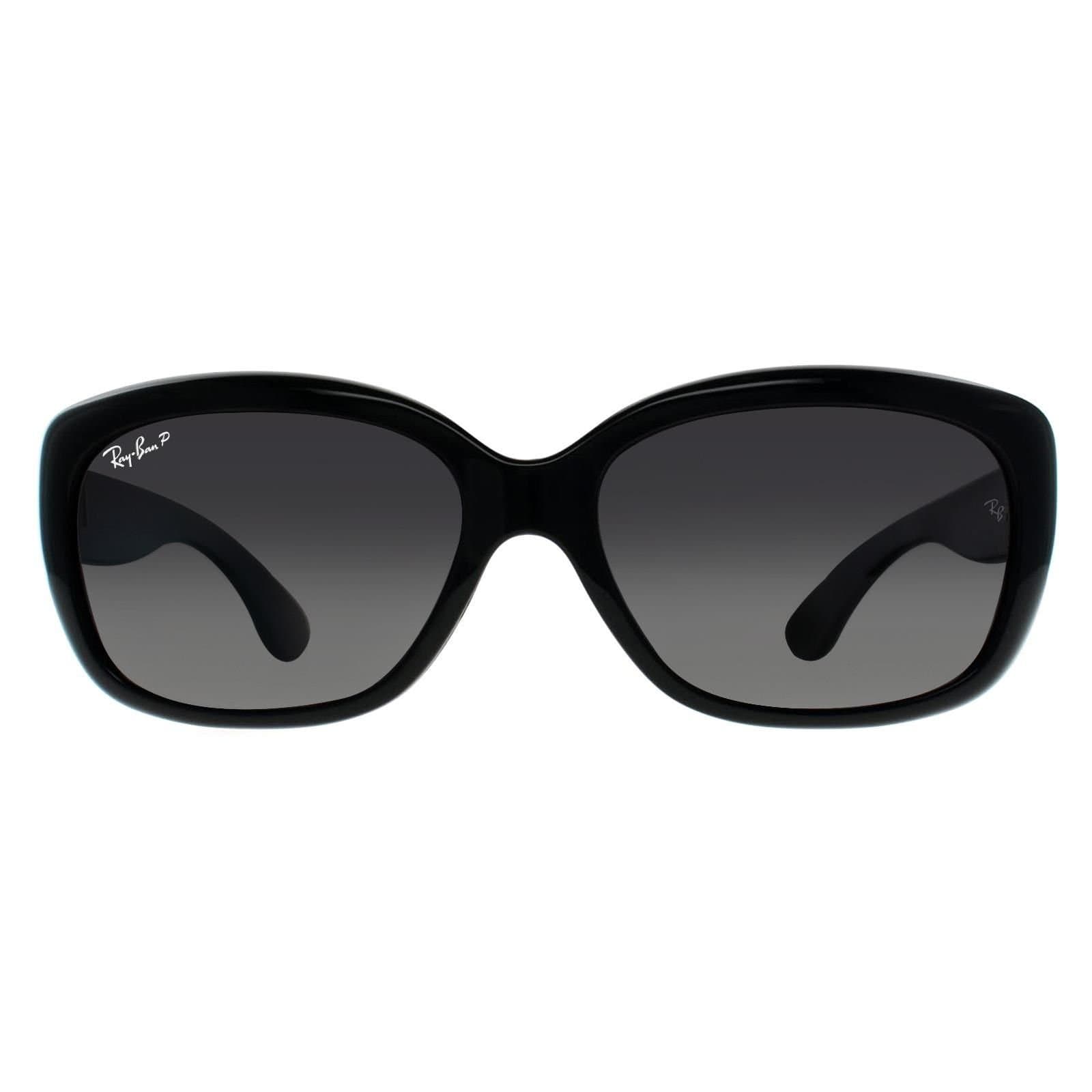 Ray-Ban Ray-Ban Women's Oval Shiny Black Grey Gradient Polarized Sunglasses