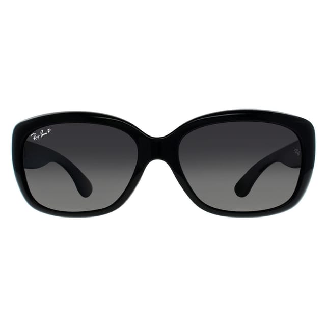 Ray-Ban Ray-Ban Women's Oval Shiny Black Grey Gradient Polarized Sunglasses - 2