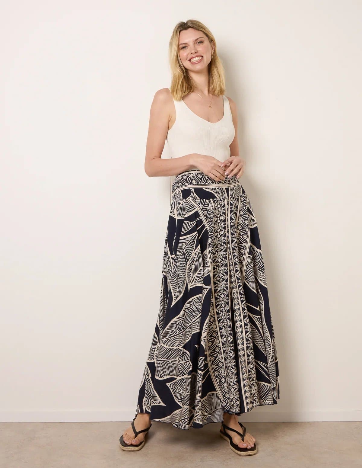 Blue Vanilla Deep Waist Extra Wide Flowy Trousers