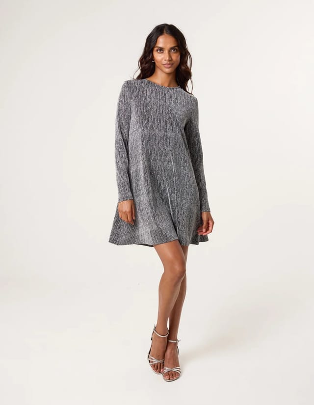 Blue Vanilla Metallic Diamante Swing Dress - 2