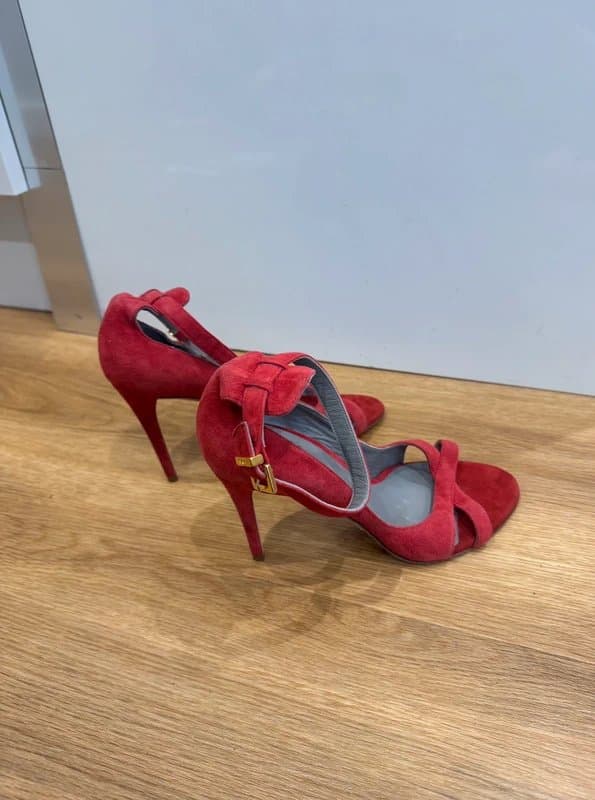 Gina GINA Red Suede Strappy Heels Sandals UK 7 / EU 40