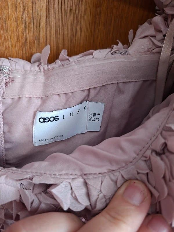 ASOS Asos luxe Dusky Pink 3D Floral Petal Belted Mini Dress UK 10 NWOT