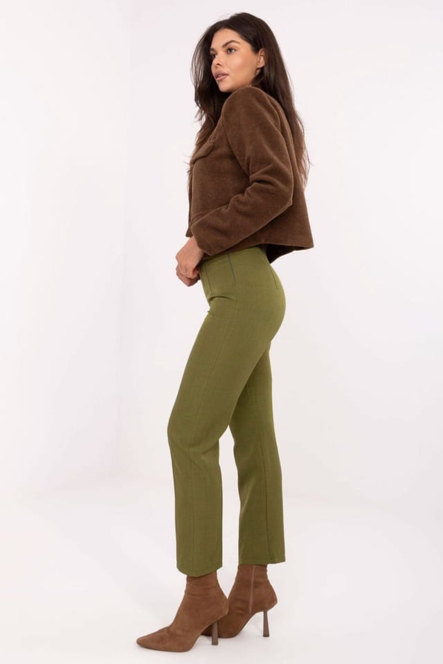 Love Lace Love Lace Women's Elegant High Waisted Cigarette Trousers in Green - 2