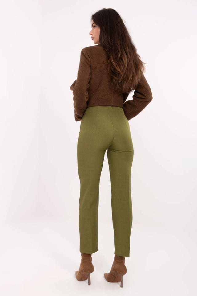 Love Lace Love Lace Women's Elegant High Waisted Cigarette Trousers in Green - 3