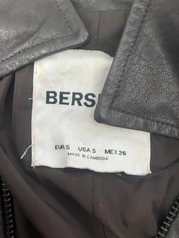 Bershka bershka chocolate leather jacket size small