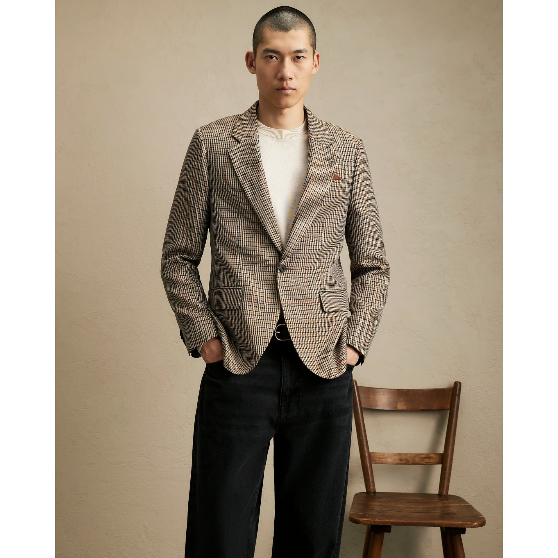 River Island Mens River Island Brown Puptooth Check Blazer