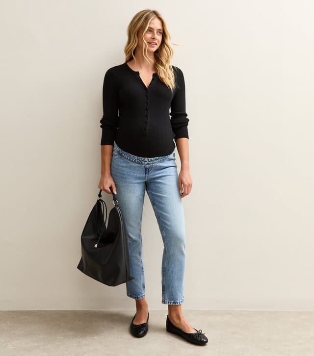 New Look Women's Maternity Light Blue Hannah Straight Leg Jeans New Look - 2