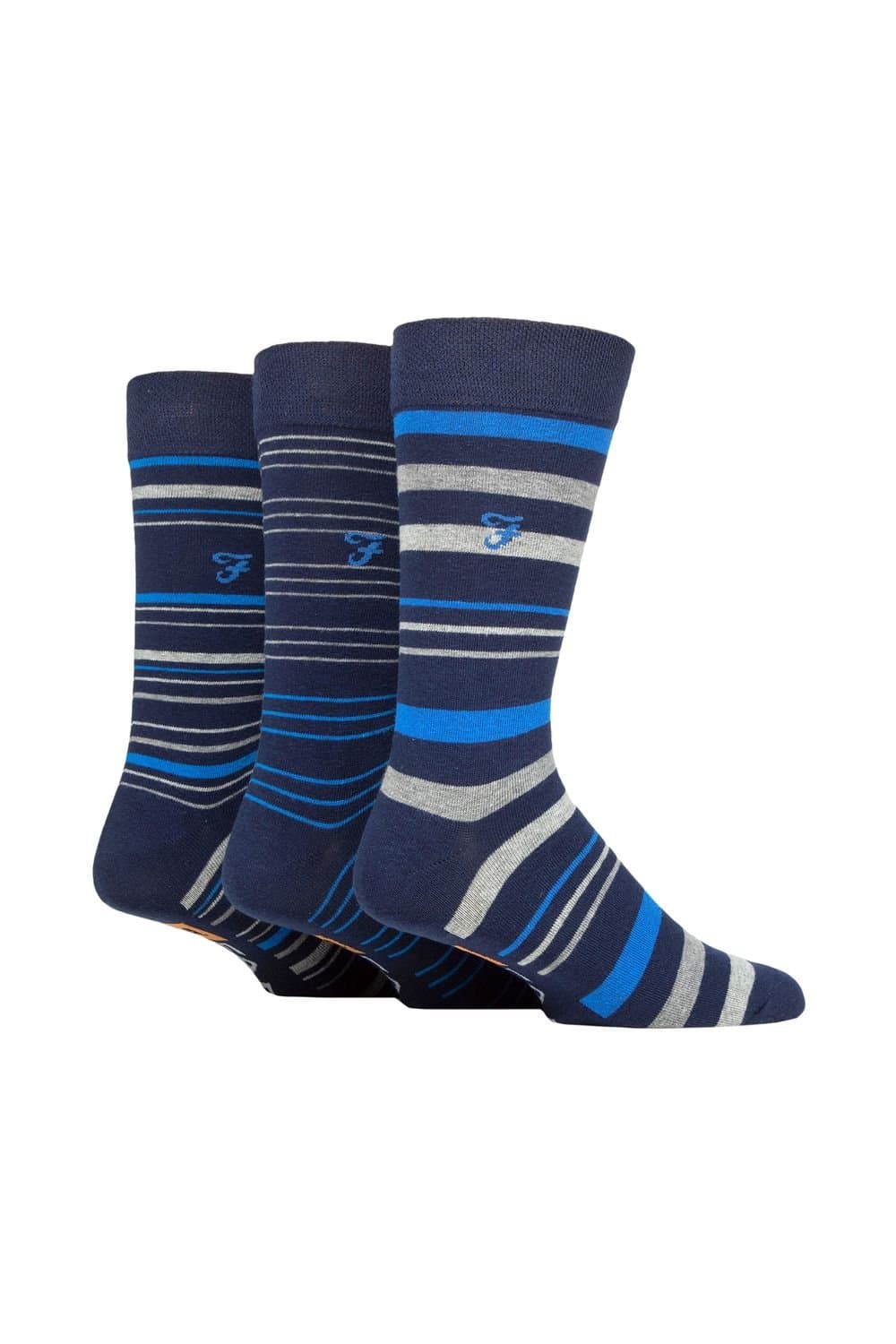 Farah FARAH Men's Mens 3 Pair Argyle, Patterned & Striped Cotton Socks in Blue