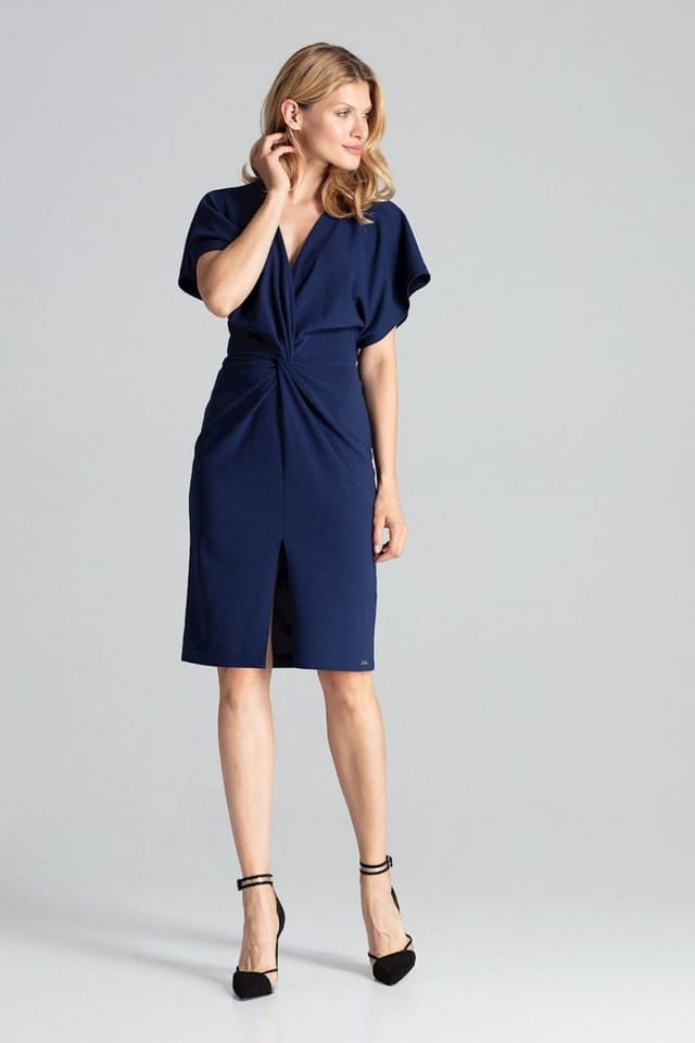 Love Lace Love Lace Women's Elegant Midi Dress with Kimono Sleeves in Blue - 2